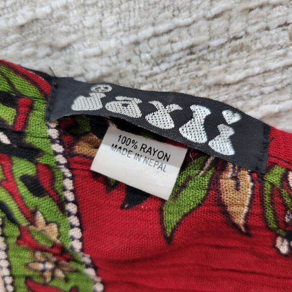 Jayli Dress Womens S Red Black‎ Elephant Paisley Open Back Festival Beach Boho - Picture 3 of 16